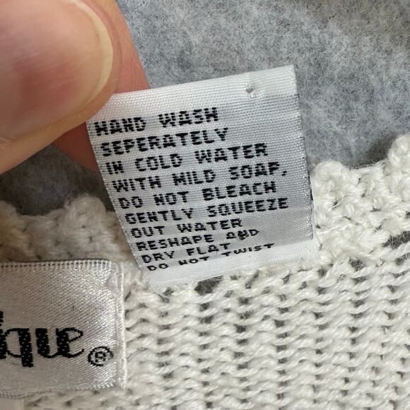 Vintage 90s Crochet Sweater Vest Sz L Cardigan Cottagecore Grannycore Rosette - Picture 7 of 16